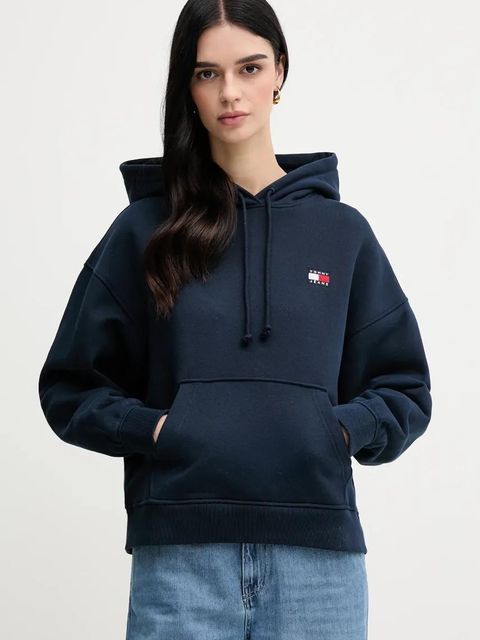 Tommy Jeans bluza bawełniana damska kolor granatowy z kapturem DW0DW19414 - zdjęcie produktu nr 1