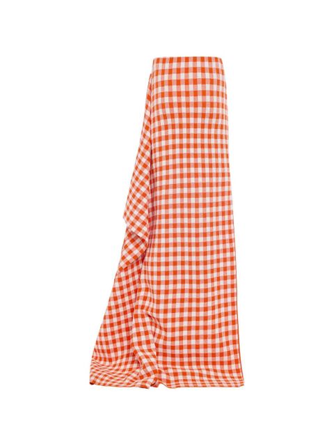 A.W.A.K.E. Mode gingham-pattern side-panel maxi skirt - Red - zdjęcie produktu nr 2