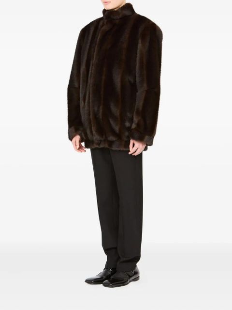 MM6 Maison Margiela faux-fur high-collar jacket - Brown