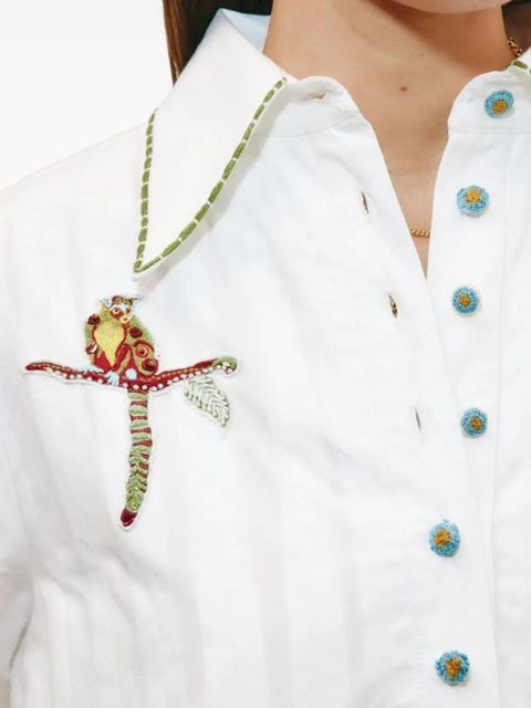 ALEMAIS Camelia embroidered pleated shirtdress - White - zdjęcie produktu nr 2