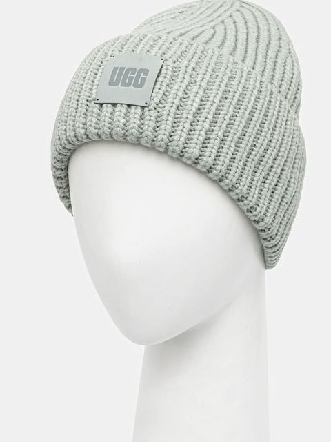 UGG czapka z domieszką wełny kolor zielony z grubej dzianiny 20061 - zdjęcie produktu nr 2