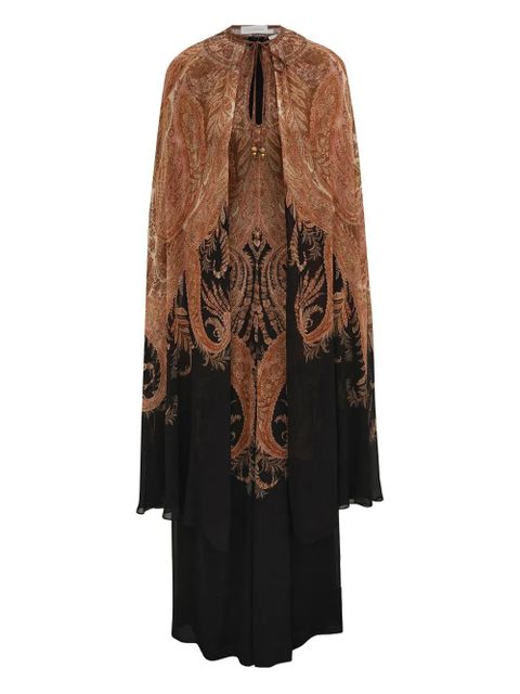 ZIMMERMANN paisley-print cape midi dress - Brown - zdjęcie produktu nr 1
