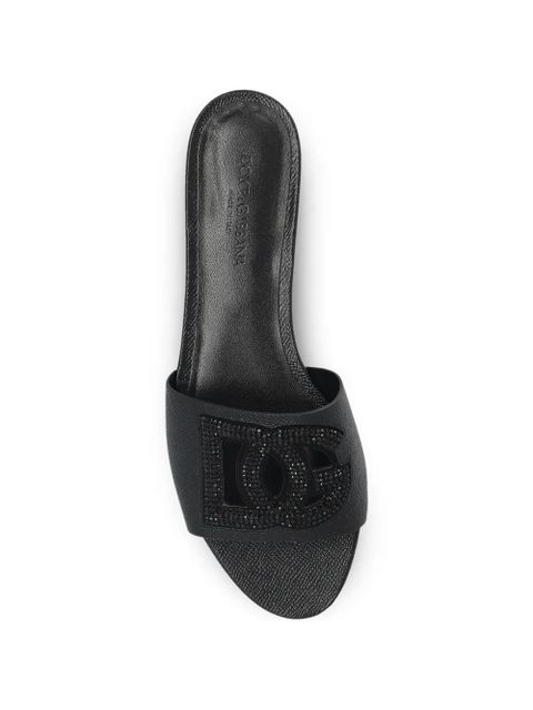 Dolce & Gabbana logo-lettering flat sandals - Black