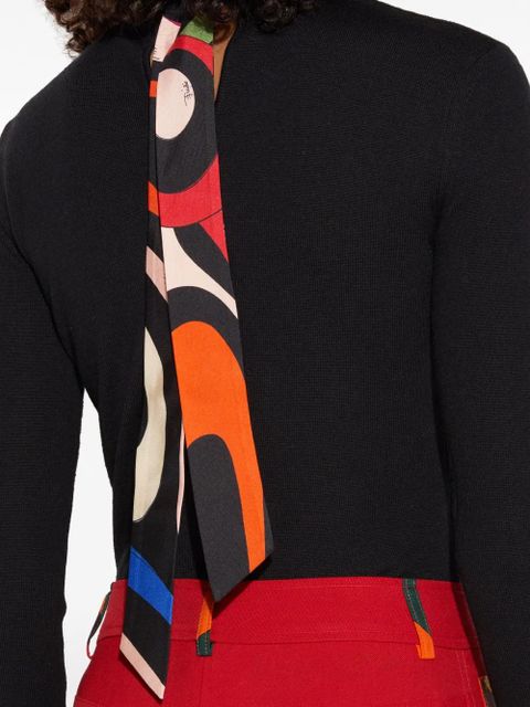 PUCCI Marmo-print scarf-detail wool jumper - Black