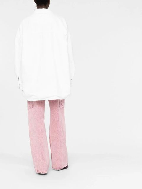 The Attico logo-embroidered shirt jacket - White