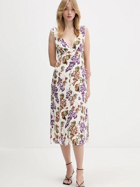 Farm Rio sukienka kolor beżowy midi rozkloszowana 344591 - zdjęcie produktu nr 1