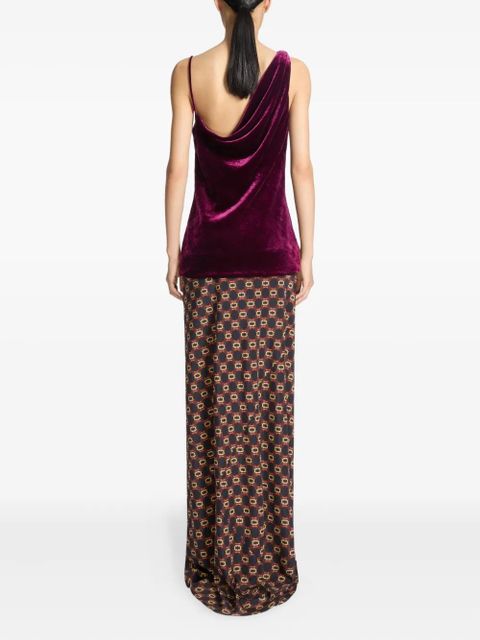 DRIES VAN NOTEN draped tie-print maxi skirt - Brown