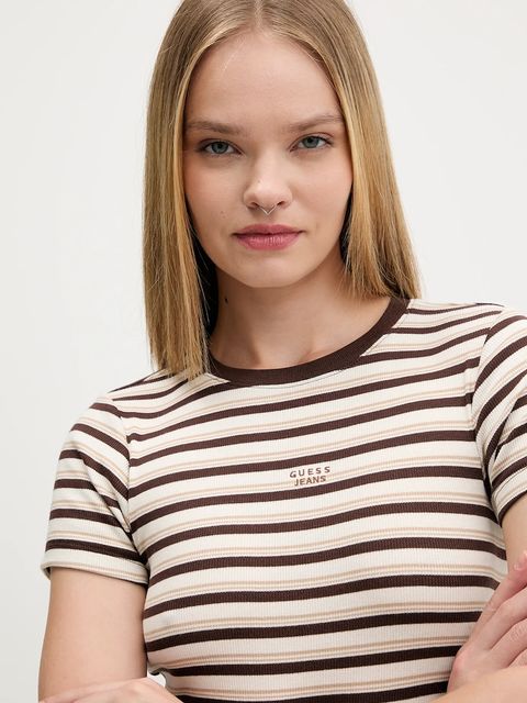 Guess Jeans t-shirt damski kolor beżowy W5BP52 KA0H1