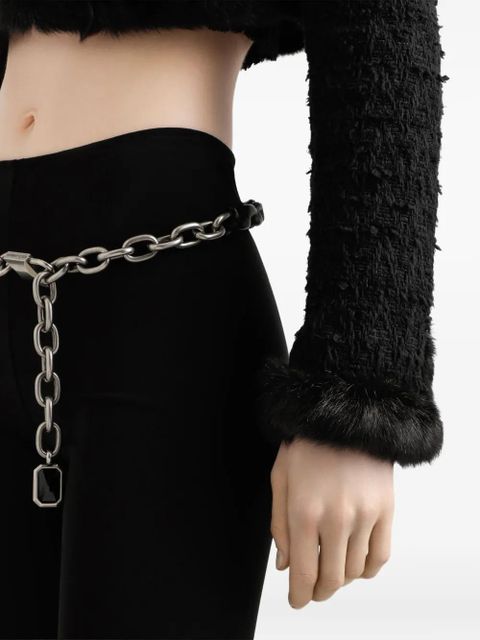 Dolce & Gabbana faux-fur trimmed tweed jacket - Black