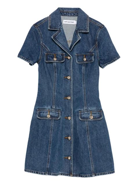 Self-Portrait button-fastening denim dress - Blue - zdjęcie produktu nr 1