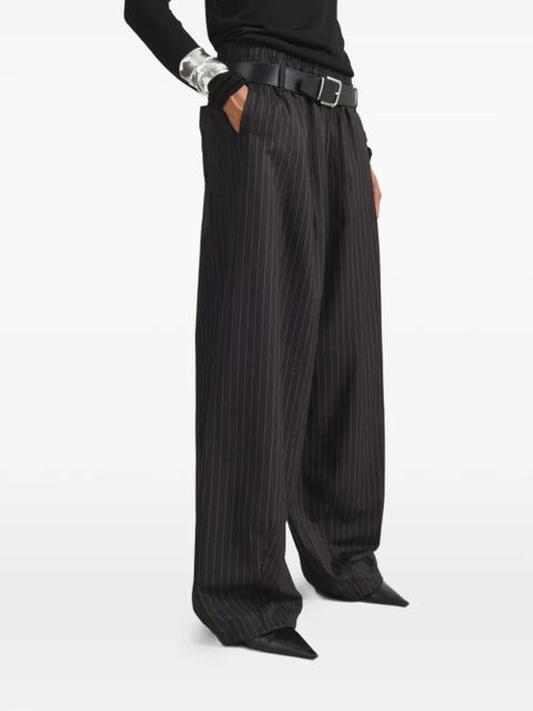 The Frankie Shop Oakdale pinstripe belted palazzo pants - Black - zdjęcie produktu nr 1