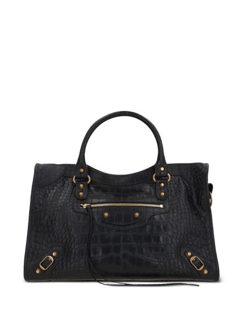 Balenciaga medium Le City crocodile-embossed top-handle tote bag - Black - zdjęcie produktu nr 1