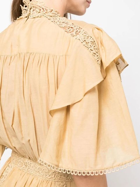 MARANT ÉTOILE Galina guipure lace-trim dress - Neutrals