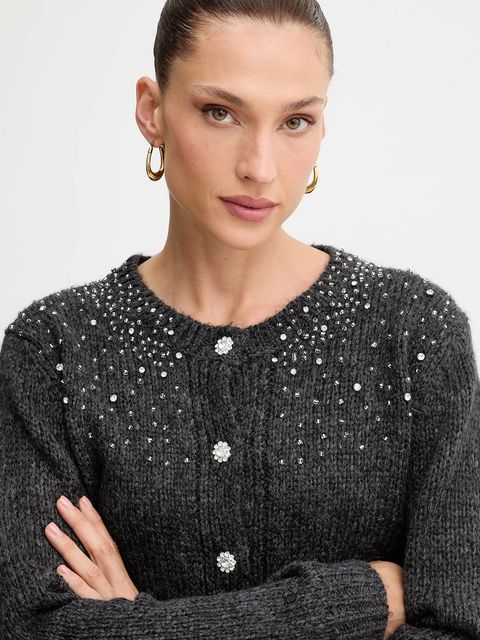 Fracomina kardigan damski kolor szary FJ25WT8001K47401