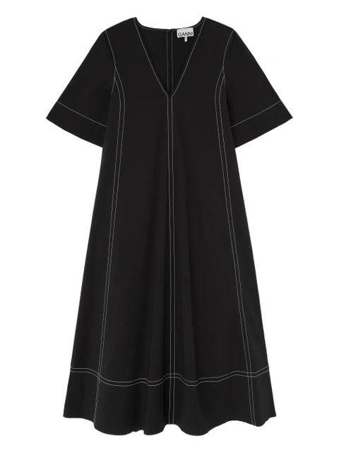 GANNI V-neck stitched dress - Black - zdjęcie produktu nr 1