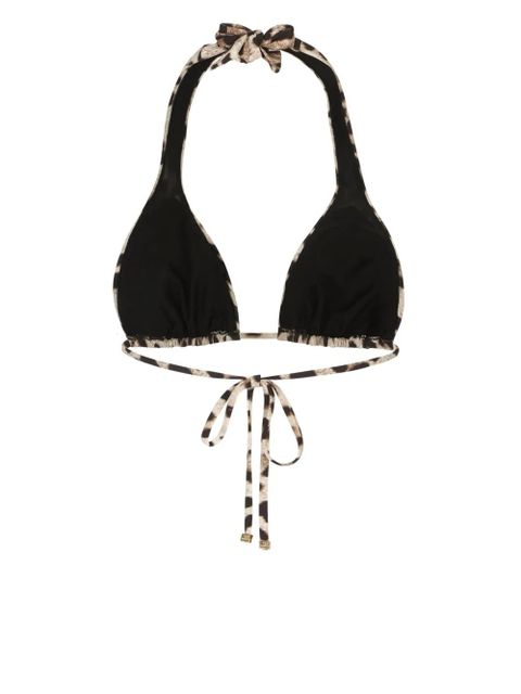 Dolce & Gabbana leopard-print triangle bikini top - Neutrals