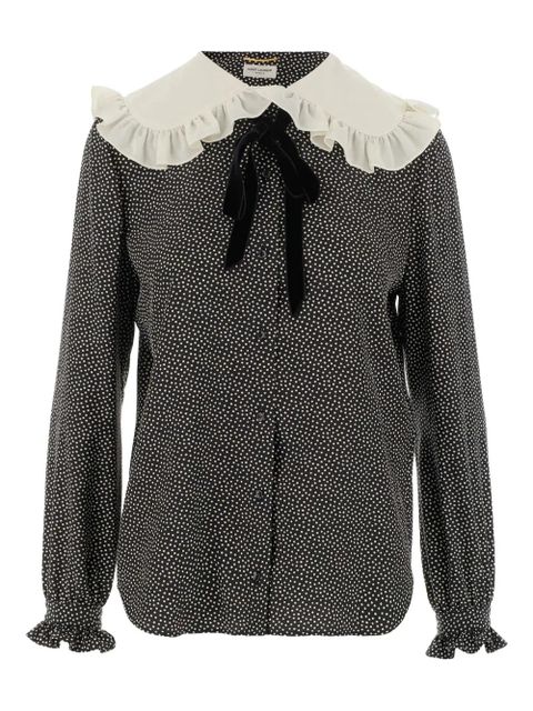 Saint Laurent Peter Pan-collar polka-dot blouse - Black - zdjęcie produktu nr 1