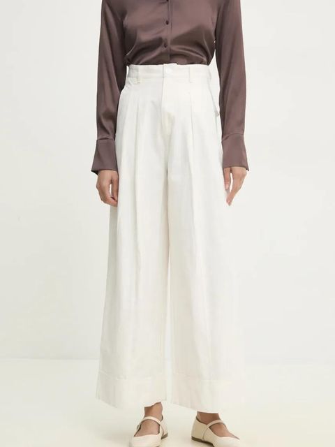 Answear.LAB spodnie bawełniane damskie kolor biały szerokie high waist - zdjęcie produktu nr 1