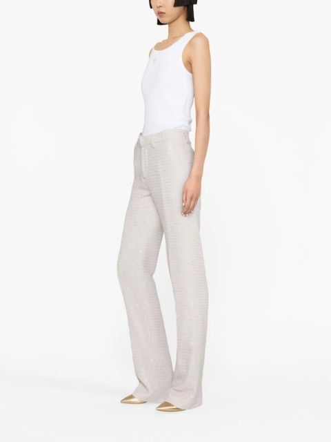 Alessandra Rich sequin-embellished tweed flared trousers - Pink