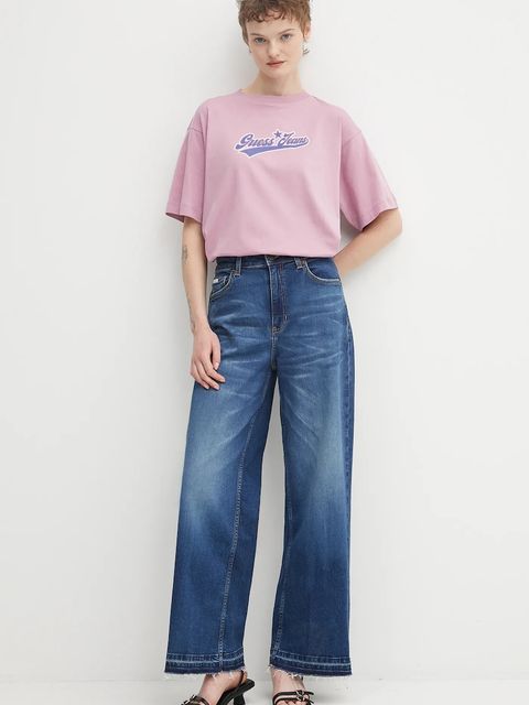 Guess Jeans t-shirt bawełniany damski kolor fioletowy W5BI31 K8HM0 - zdjęcie produktu nr 2