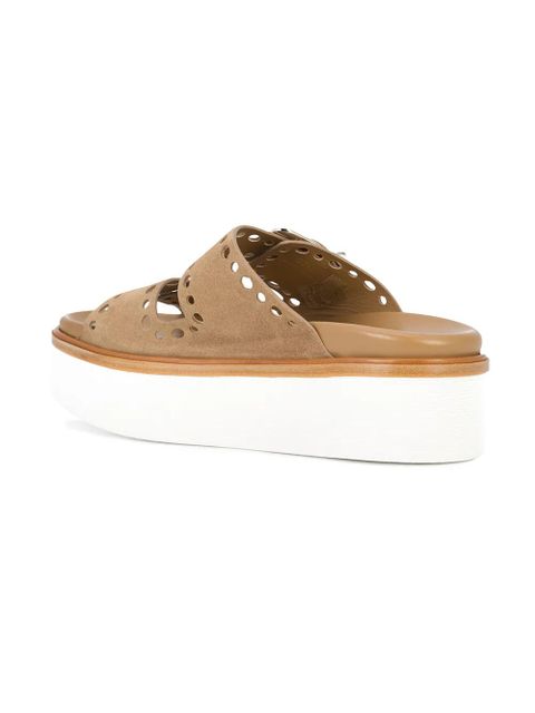 Tod's punched hole double buckle sandals - Brown