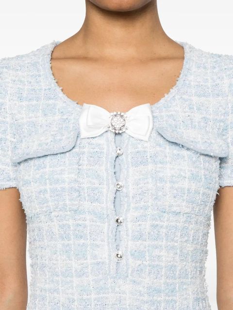 Self-Portrait check-knit mini dress - Blue