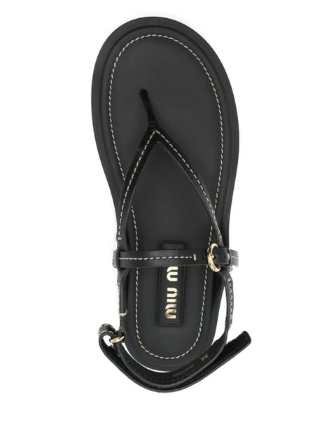Miu Miu leather flat sandals - Black