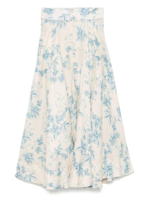 Agua By Agua Bendita floral-print linen skirt - Neutrals - zdjęcie produktu nr 2