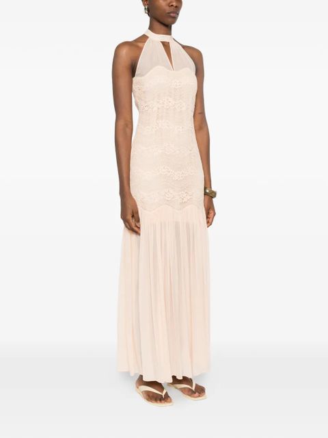 TWINSET laced pleated maxi dress - Pink