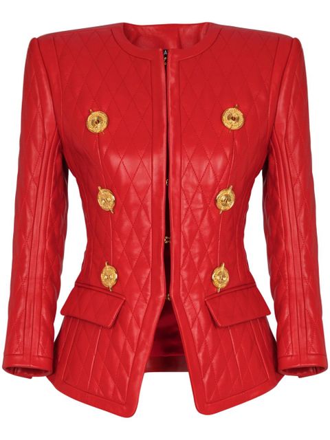 Balmain quilted leather jacket - Red - zdjęcie produktu nr 1