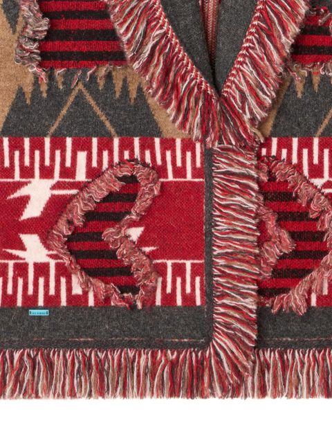 Alanui Grunge Anthem fringed patterned coat - Brown