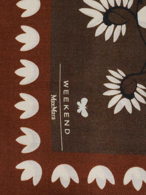 Weekend Max Mara Educata floral-print fringed scarf - Brown - zdjęcie produktu nr 2