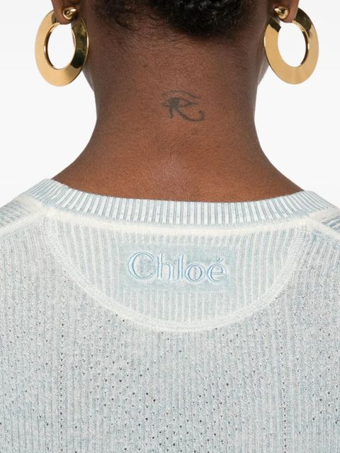 Chloé fine-knit T-shirt - Blue