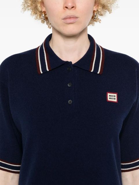 Miu Miu logo-patch mini dress - Blue