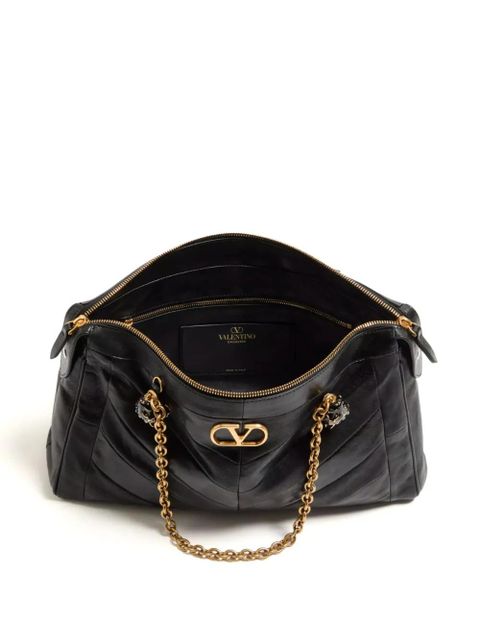 Valentino Garavani Panthea chevron-pattern shoulder bag - Black