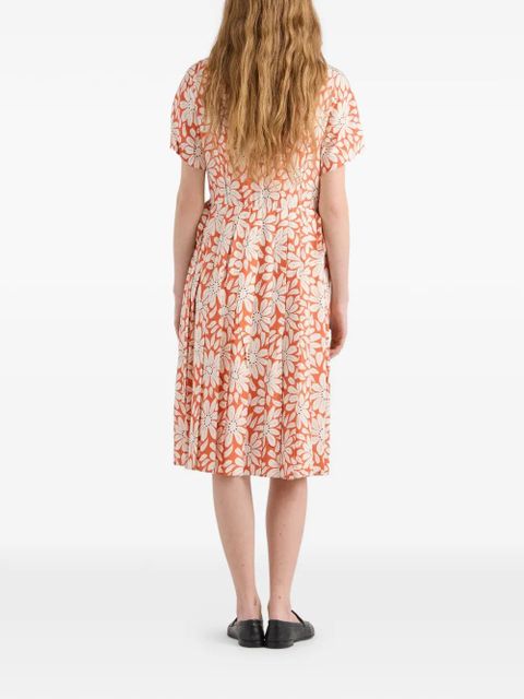 Prada printed pleated pongé dress - Orange