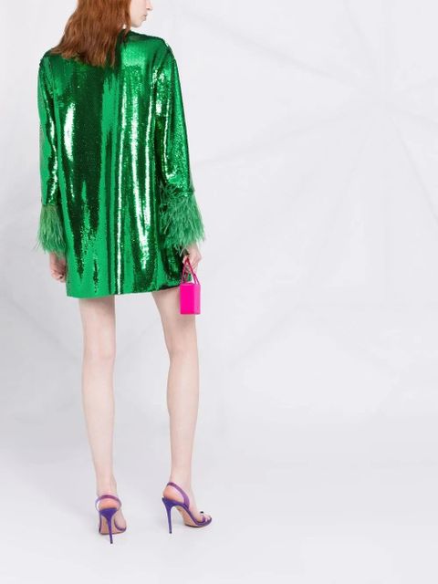 Valentino Garavani sequin and feather kaftan dress - Green