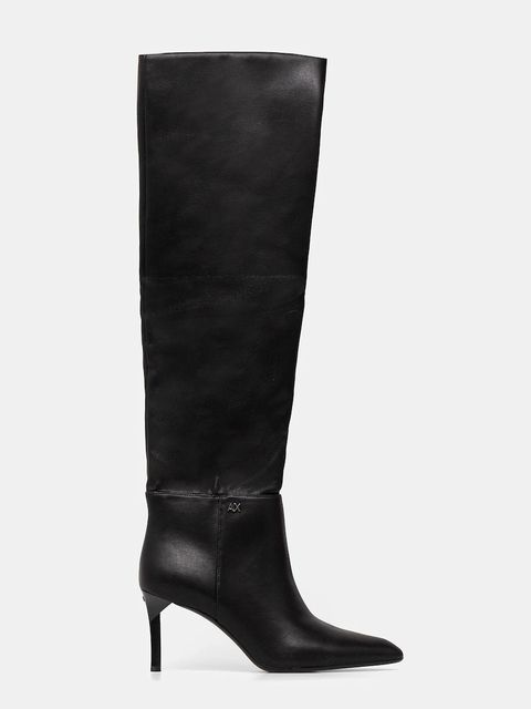 Armani Exchange kozaki damskie kolor czarny na szpilce lekko ocieplone XW001646 AF13876 UC001