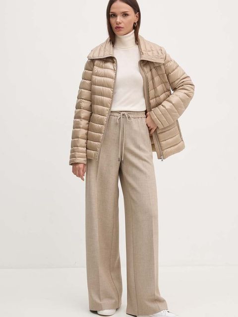 Lauren Ralph Lauren sweter z domieszką jedwabiu kolor beżowy lekki z golfem 200940470