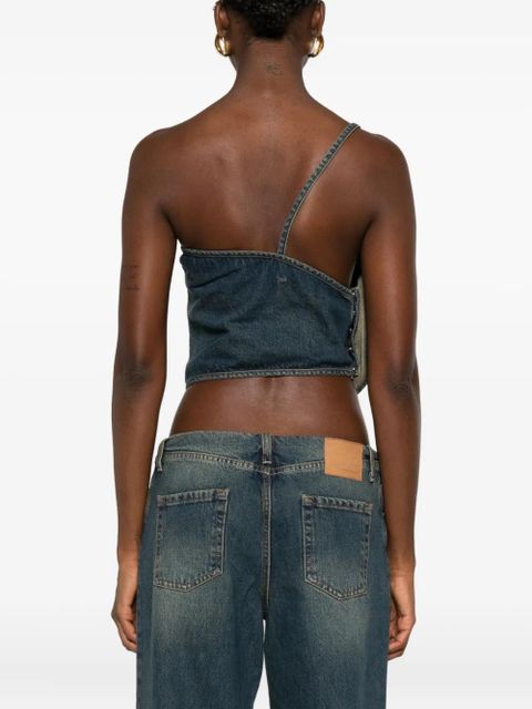 Magda Butrym draped asymmetric-neck top - Blue