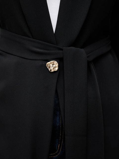 Answear.LAB marynarka kolor czarny jednorzędowa gładka