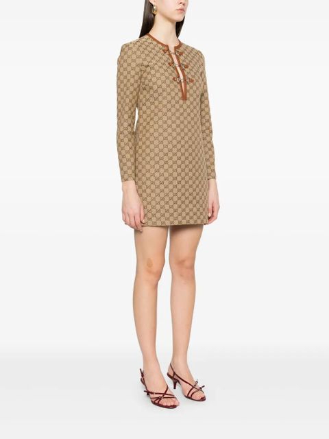 Gucci GG-canvas Horsebit-detail mini dress - Brown