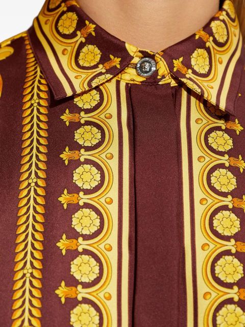 Versace floral-print silk blouse - Brown
