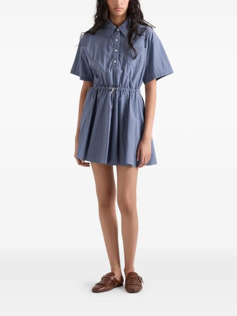 Prada short-sleeved technical pongé dress - Blue - zdjęcie produktu nr 2