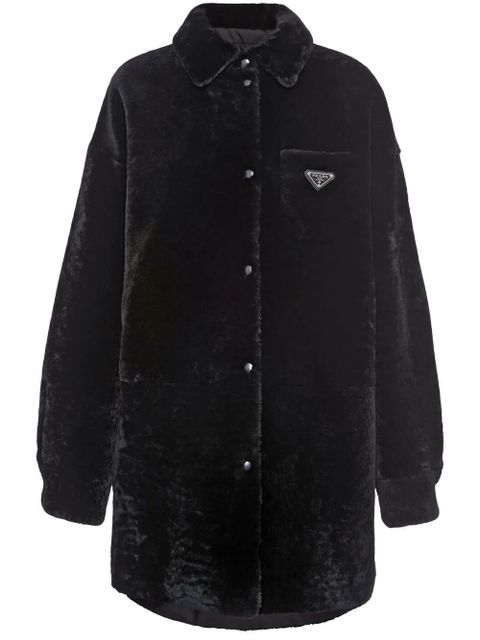 Prada triangle-logo reversible coat - Black - zdjęcie produktu nr 1
