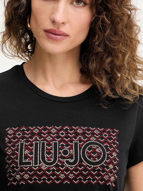 Liu Jo t-shirt bawełniany damski kolor czarny MF5456 JS923