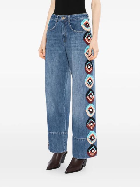 FARM Rio crochet-embellished jeans - Blue