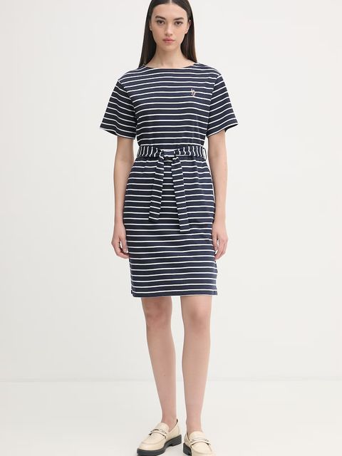 U.S. Polo Assn. sukienka bawełniana BOAT NECK BOXY SLEEVE STRIPE MIDI - zdjęcie produktu nr 2