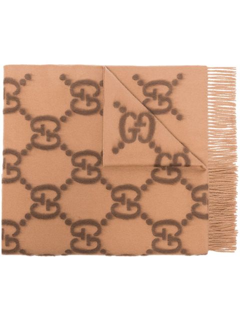 Gucci GG logo wool scarf - Brown - zdjęcie produktu nr 1