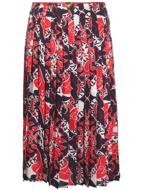 Valentino Garavani Archive Manifesto pleated skirt - Red - zdjęcie produktu nr 1